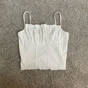 white frill crop top
